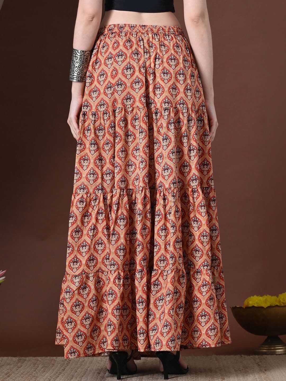 MFGIVA Women Cotton Paisley Maxi Flared Skirt thumbnail 2