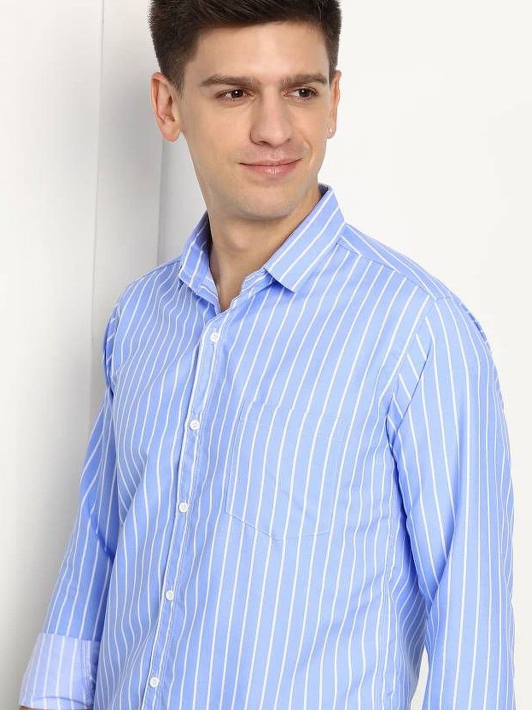 NNC-NEXT NOVA CLOTHES Men Classic Striped Casual Shirt thumbnail 2
