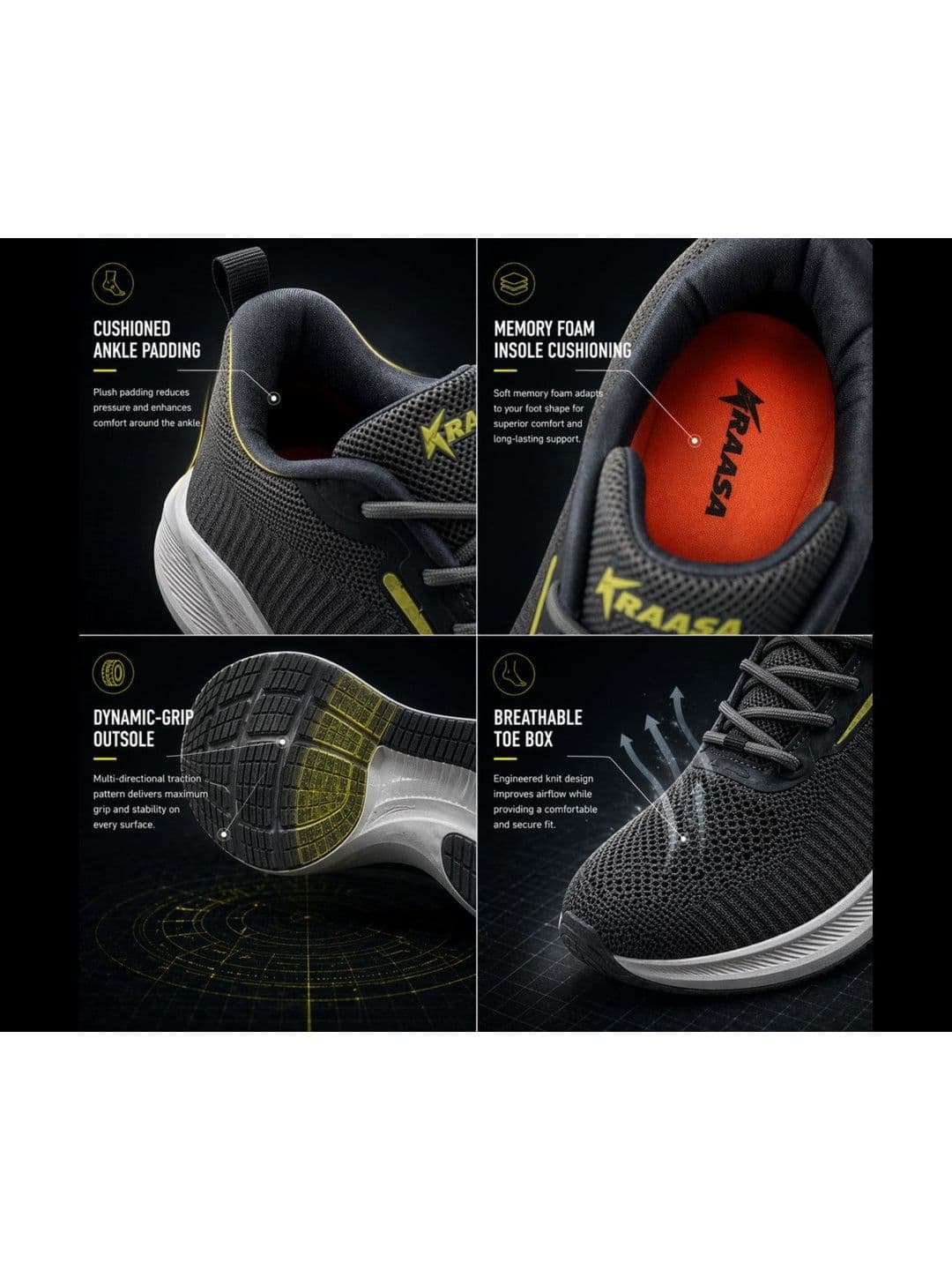 KRAASA Men Mesh Running Non-Marking Shoes thumbnail 6