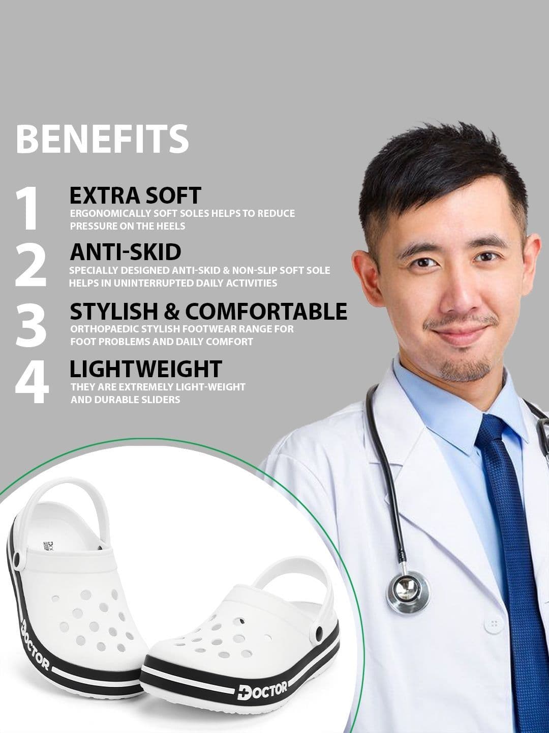DOCTOR FEEL SOFT Men Colourblocked Clogs thumbnail 5