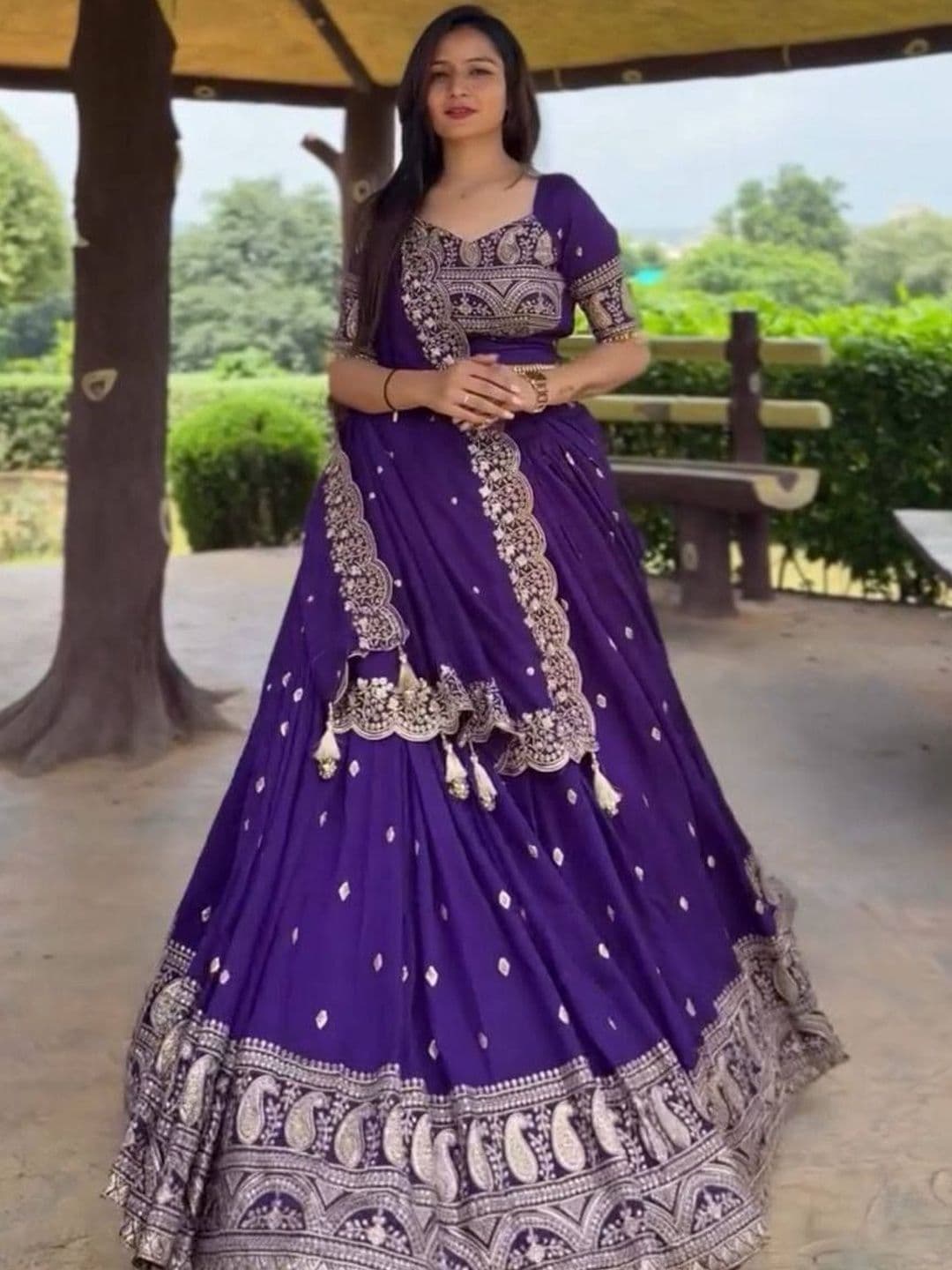 all about you Embroidered Semi-Stitched Lehenga & Unstitched Blouse With Dupatta - view 1