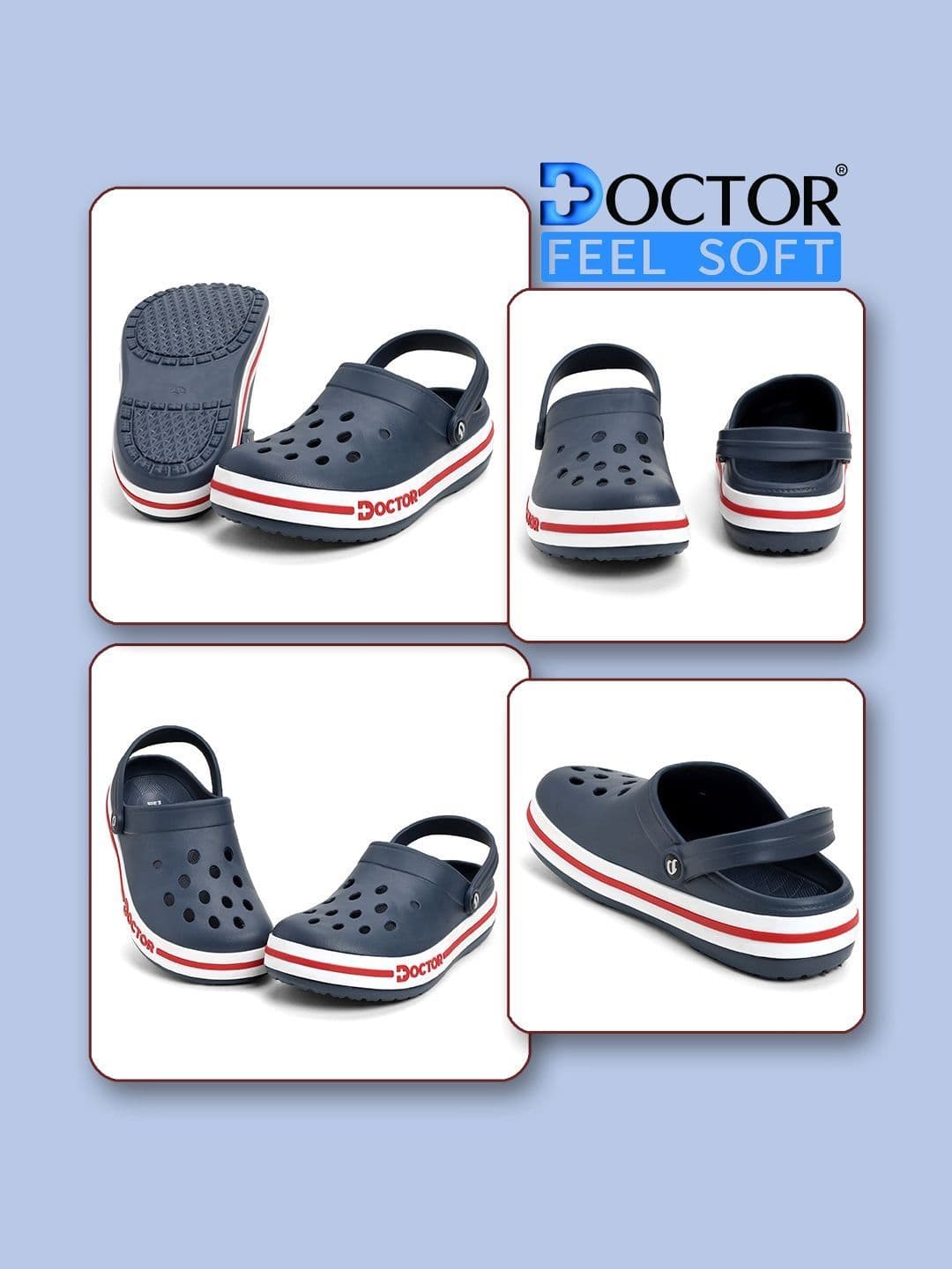 DOCTOR FEEL SOFT Men Colourblocked Clogs thumbnail 6