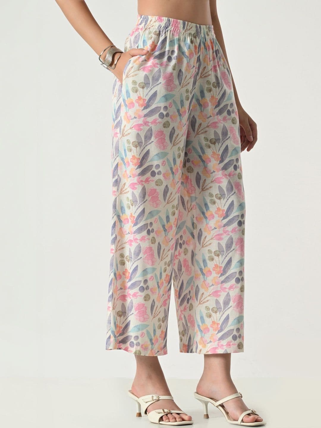 BAESD Women Floral Printed Flared Palazzos thumbnail 7