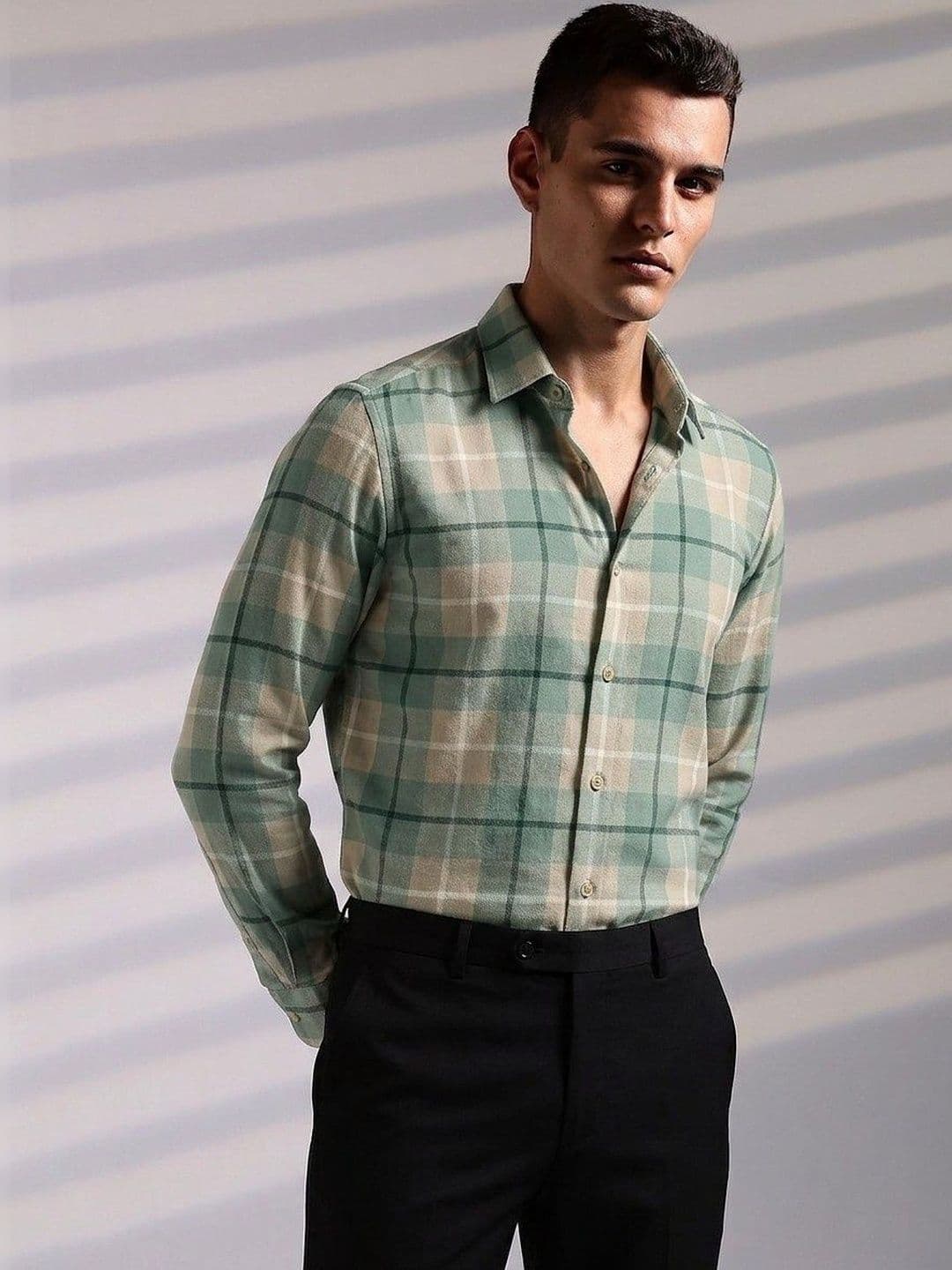 VELKYNOX Men Comfort Slim Fit Checked Casual Shirt thumbnail 3
