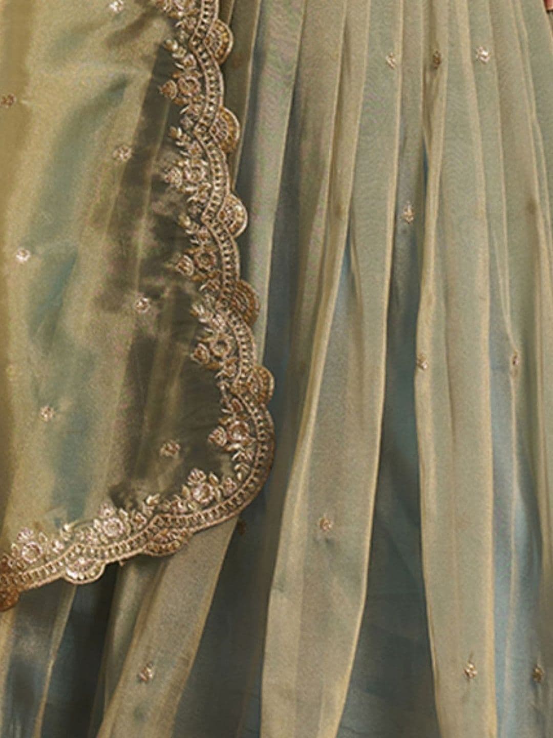 ODETTE Embroidered Semi-Stitched Lehenga & Blouse With Dupatta thumbnail 3