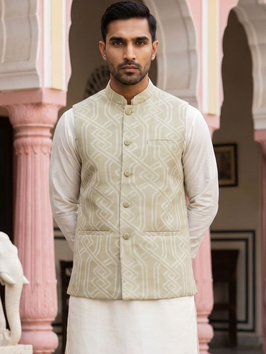 Jompers Printed Satin Nehru Jackets thumbnail 5