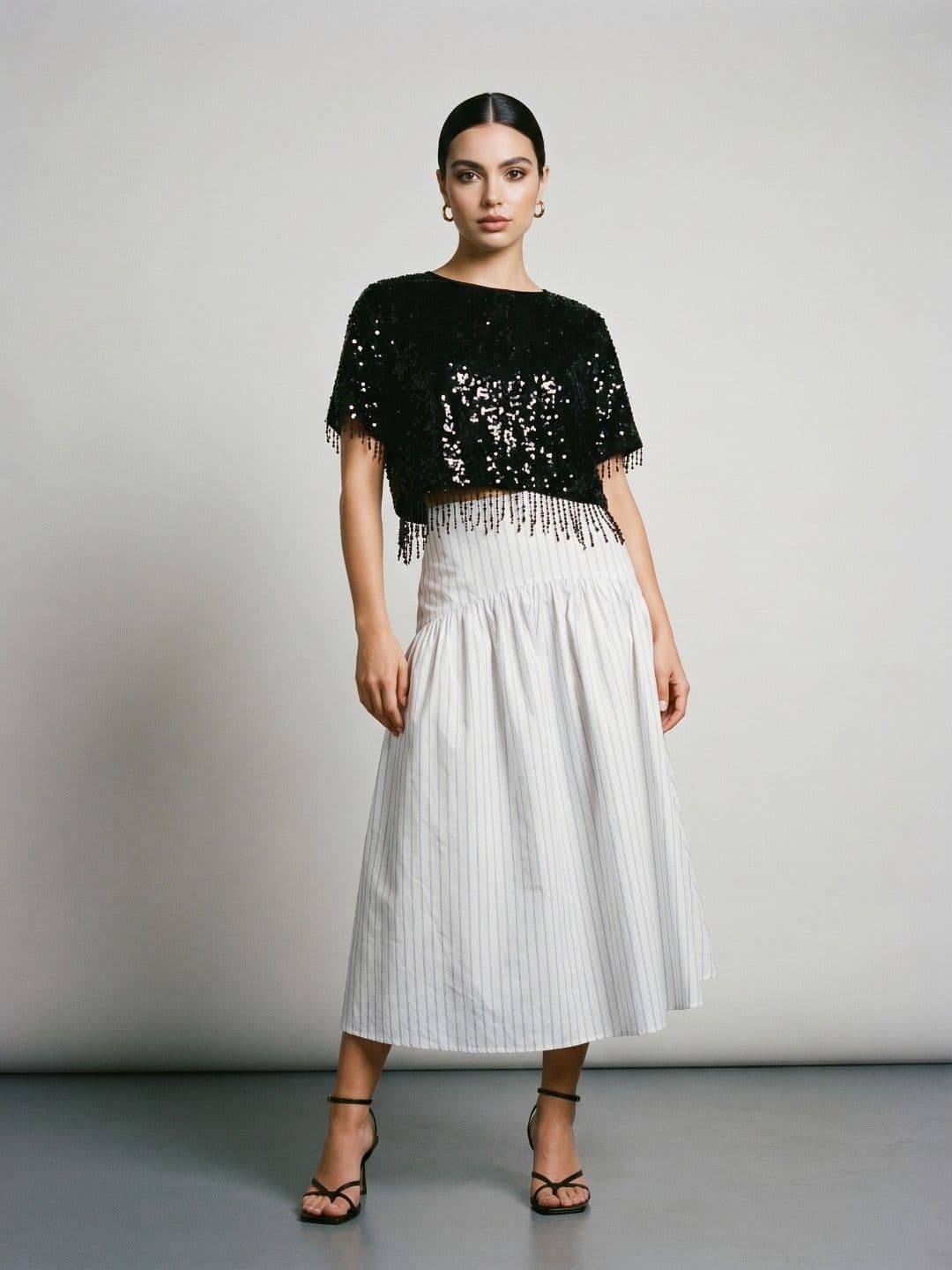 Phosphorus Women Striped Midi A-Line Skirt thumbnail 4