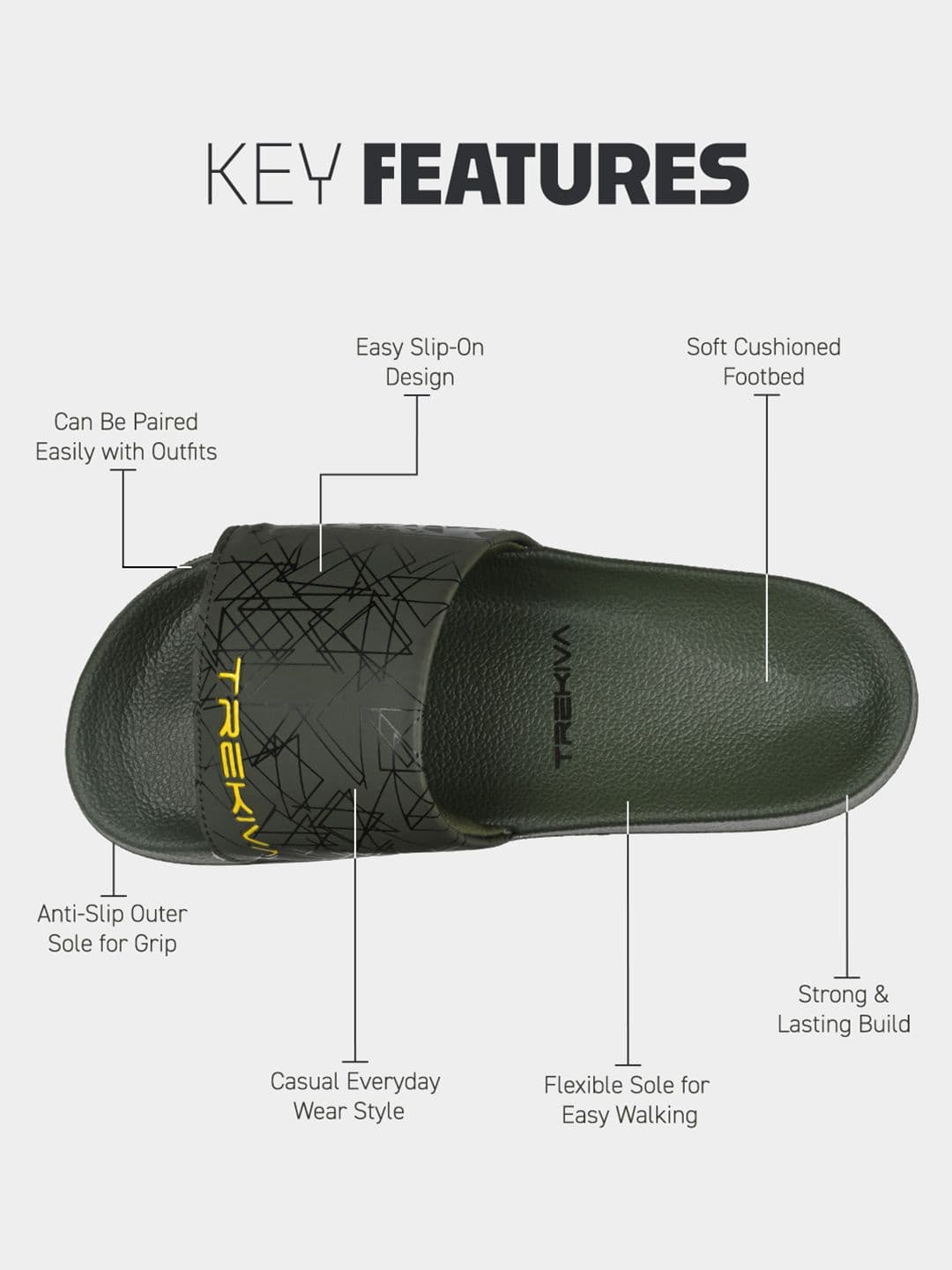 Trekiva Men Olive Fabric Sliders thumbnail 4