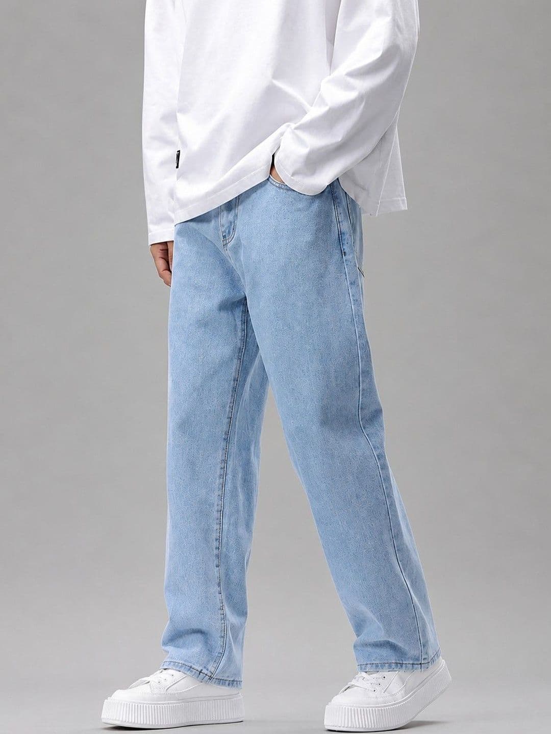 MARK VIEW Men Classic Straight Fit Mid-Rise Light Fade Stretchable Jeans thumbnail 3