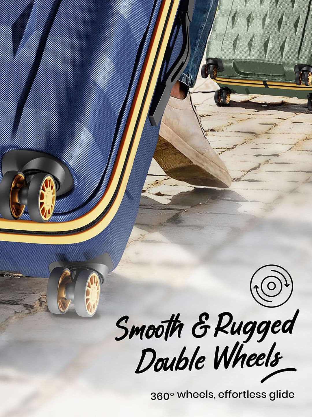 Aristocrat Comet Blue Set of 2 Small & Medium Hard 56 & 66cm Trolley Bag with Smooth 8-Wheel thumbnail 3