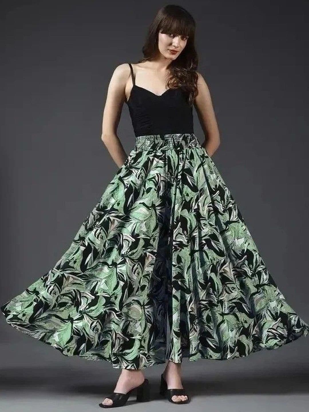 Pink Formal Women Floral Printed Flared Crepe Palazzos thumbnail 3
