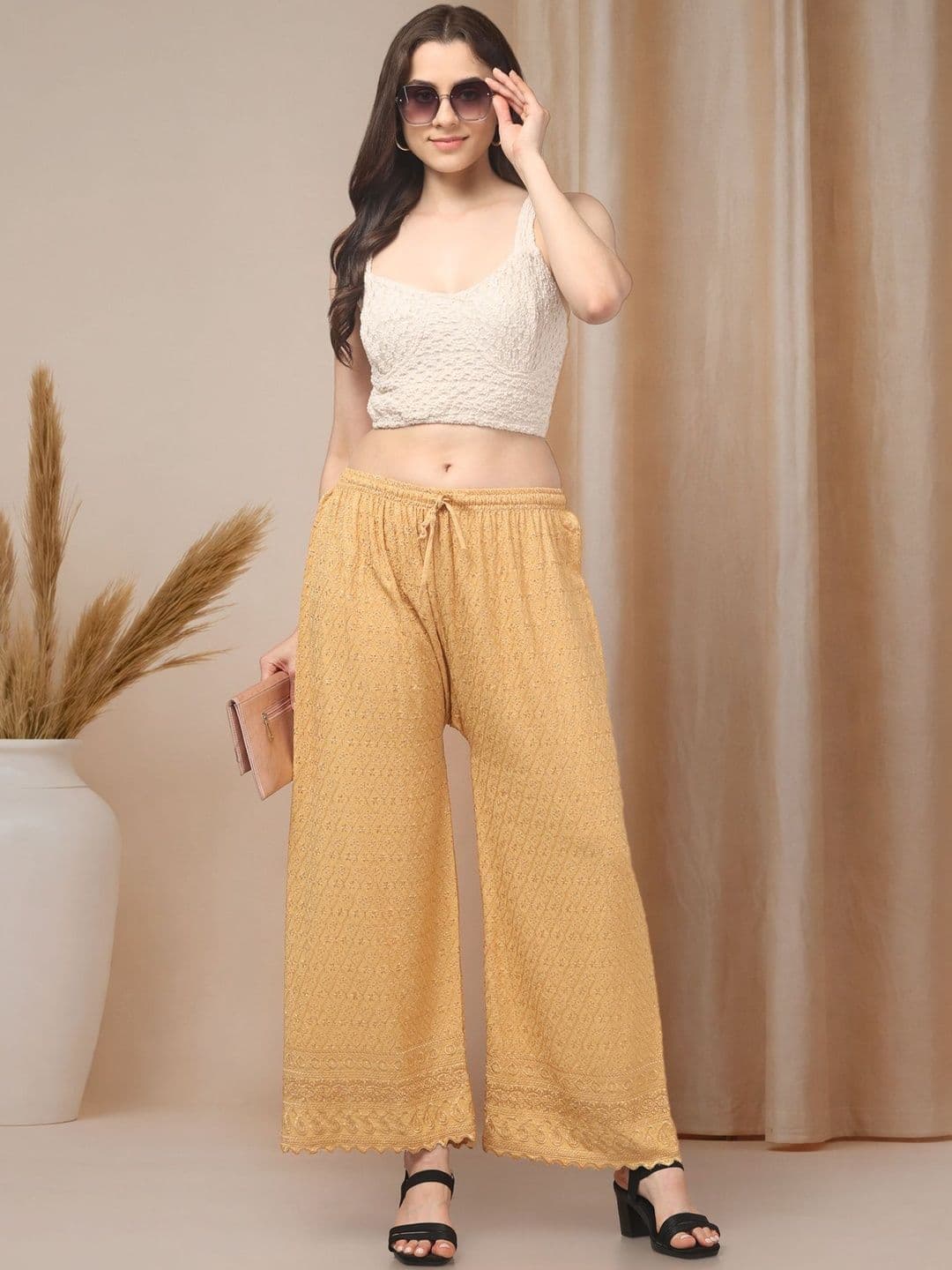 KGFONECLOTH Women Embroidered Knitted Ethnic Palazzos thumbnail 7