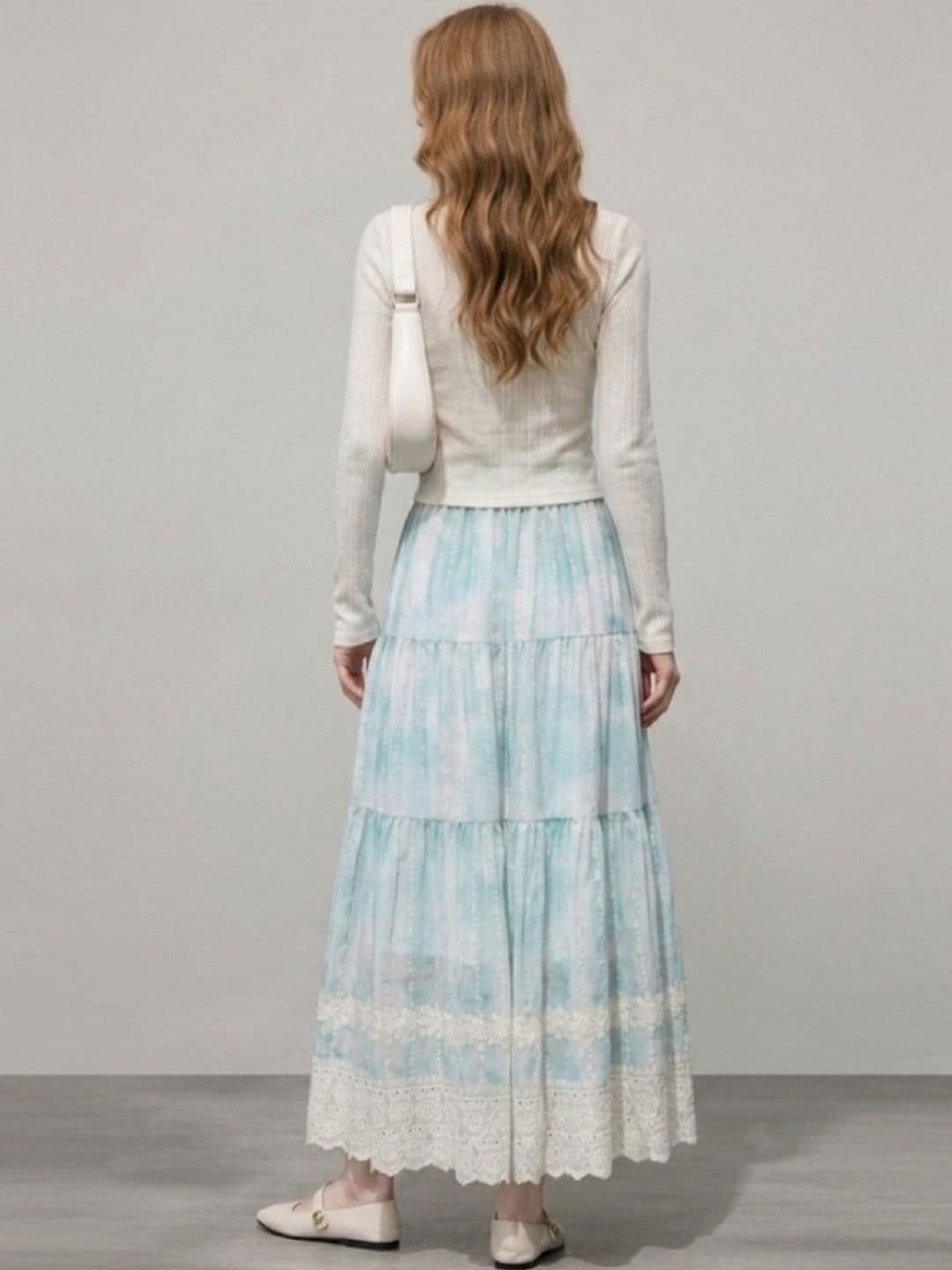 POLLOLOCO Women Cotton Floral Tiered Maxi Tiered Skirt thumbnail 4