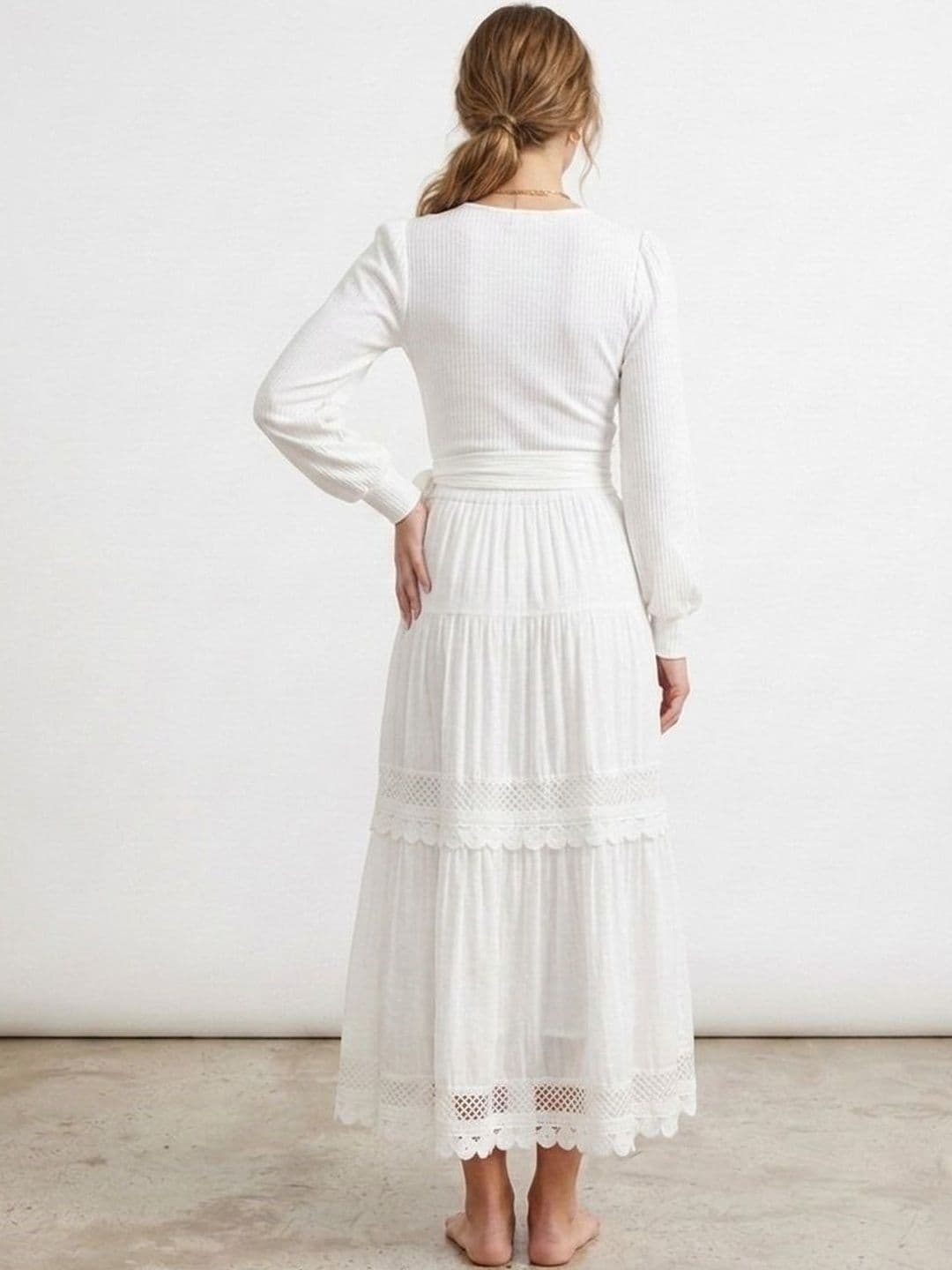 POLLOLOCO Women Cotton Cotton Cambric Tiered Maxi Tiered Skirt thumbnail 4