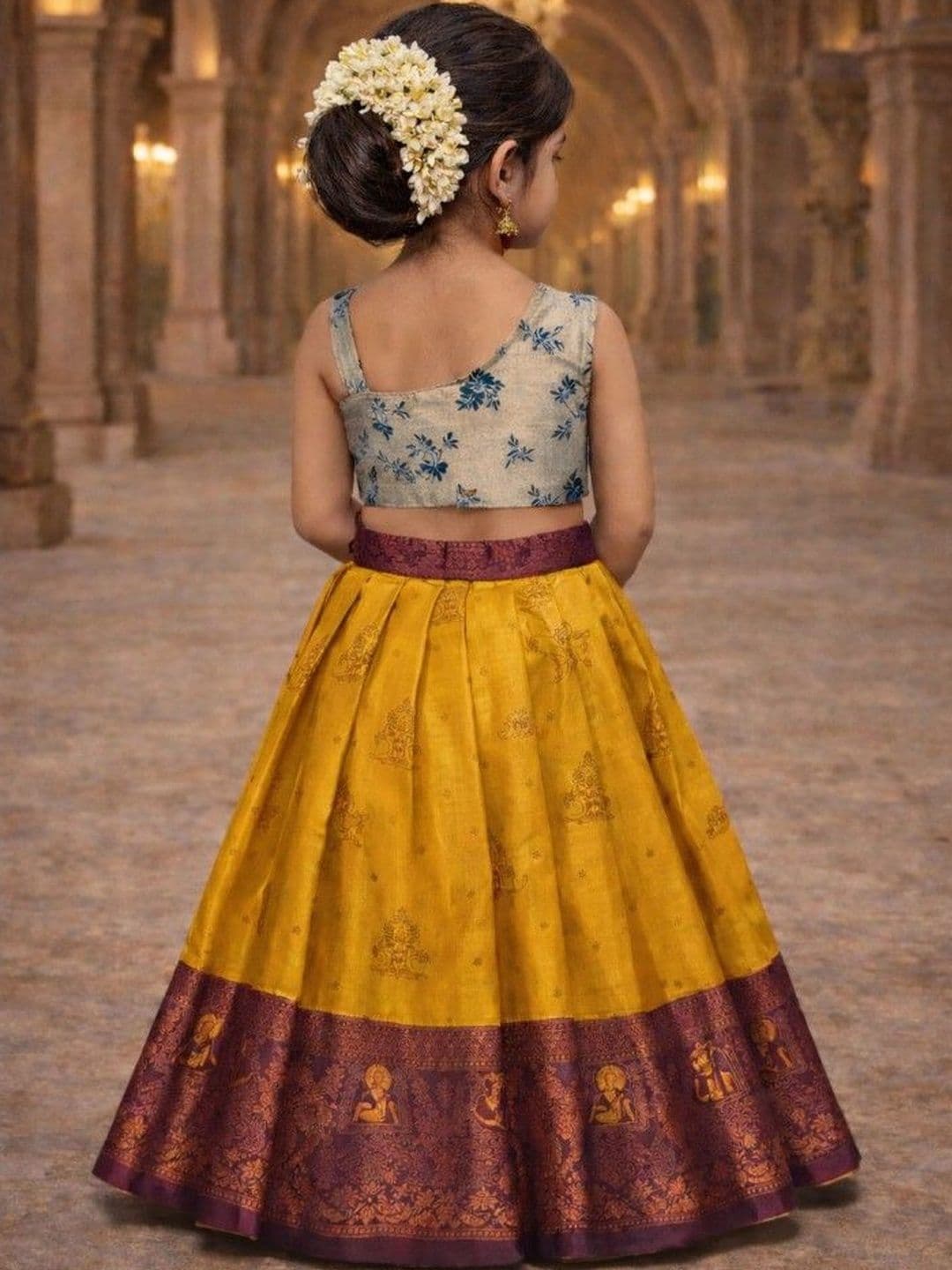 Xepon Girls Printed Ready to Wear Lehenga & thumbnail 3