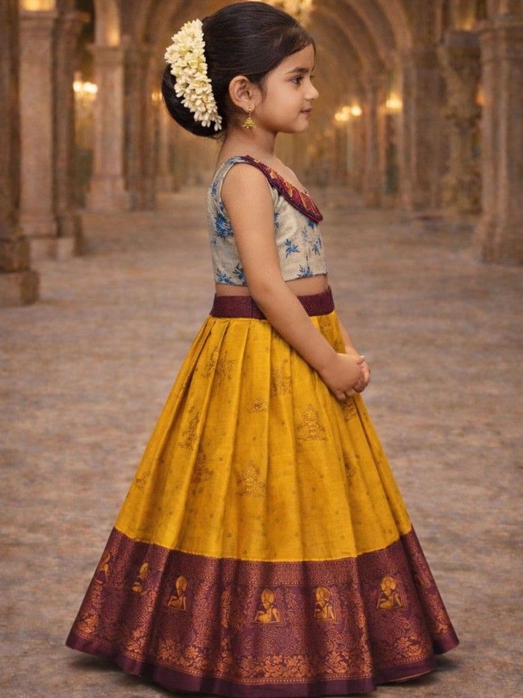 Xepon Girls Printed Ready to Wear Lehenga & thumbnail 2