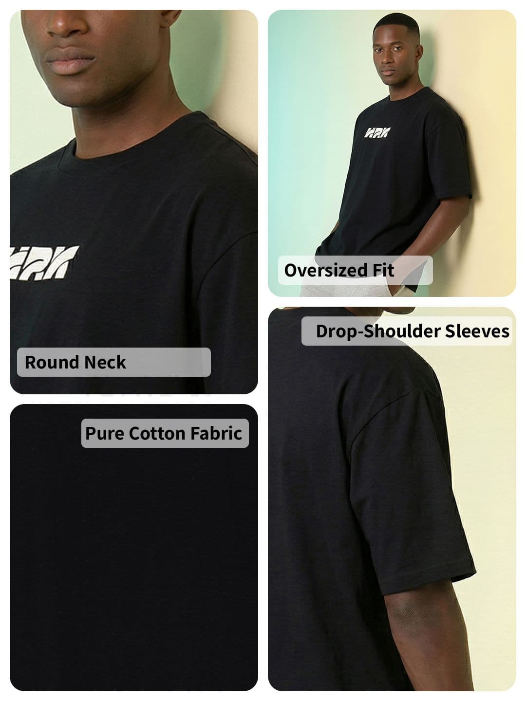 HRX by Hrithik Roshan Brand Logo Printed Pure Cotton Oversized T-shirt thumbnail 6