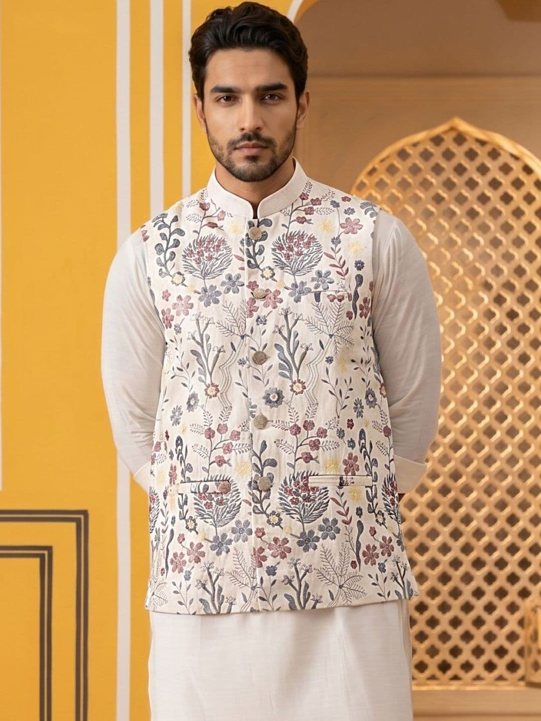Jompers Printed Satin Nehru Jackets thumbnail 5