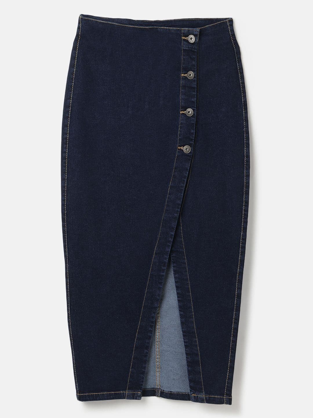 Belliskey Women Denim Front Slit Midi Straight Skirt thumbnail 4