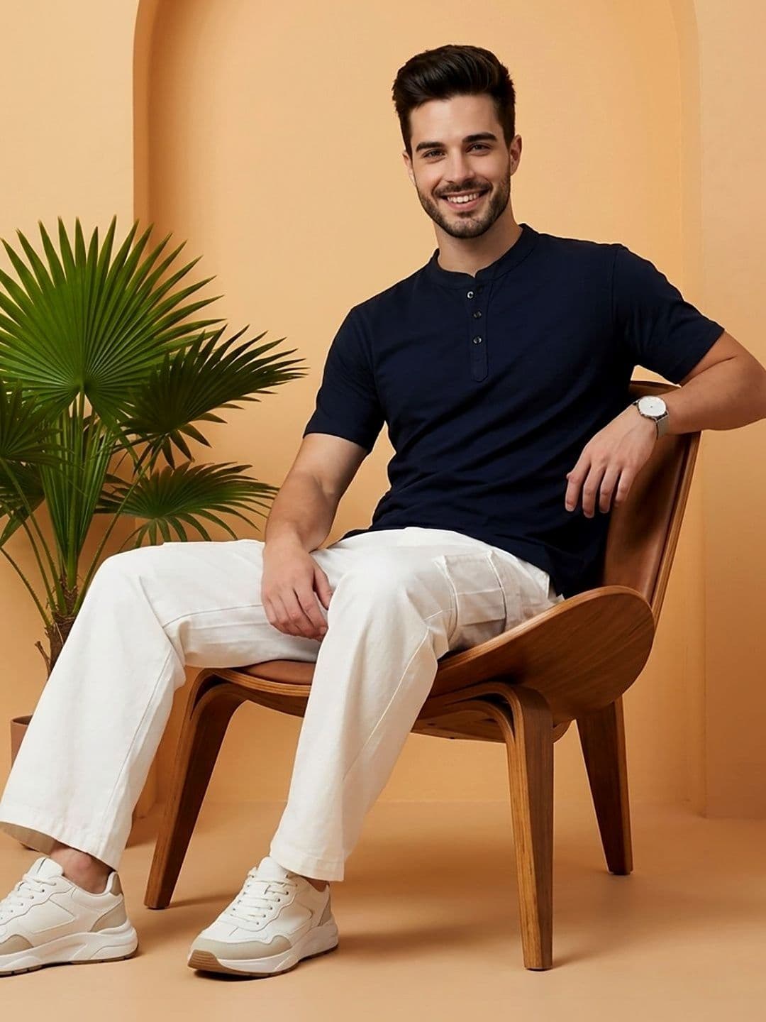 UNIBERRY JEANS Men Henley Neck T-shirt thumbnail 4