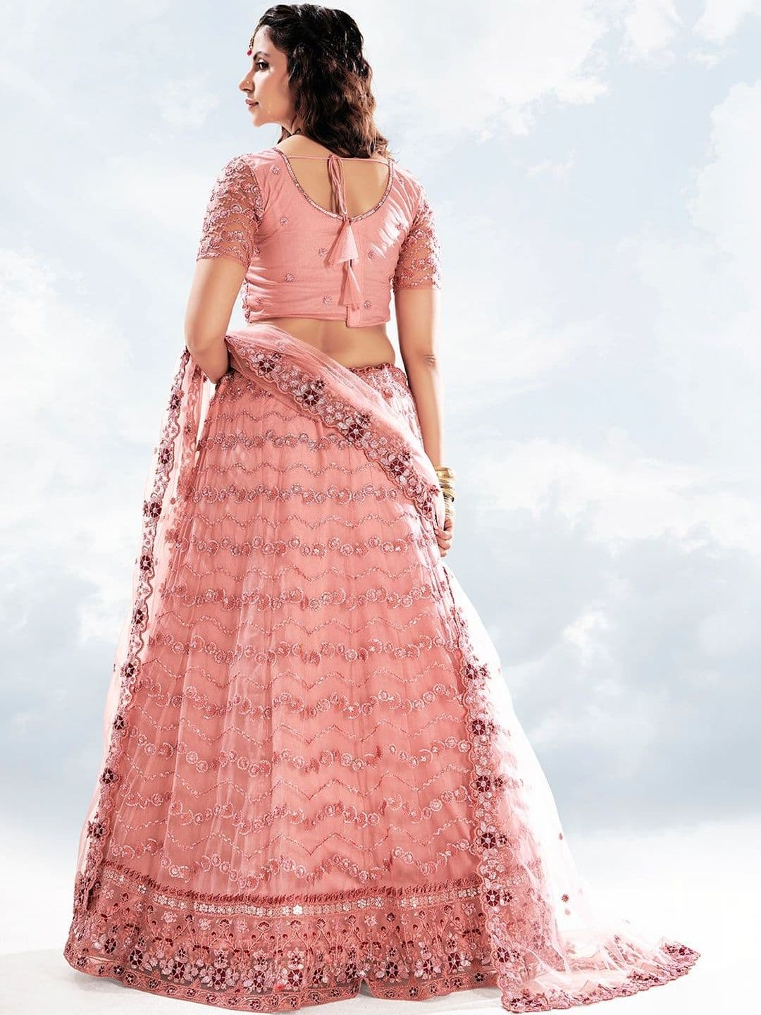 House of Pataudi Embroidered Round Neck Flared Lehenga Choli thumbnail 5