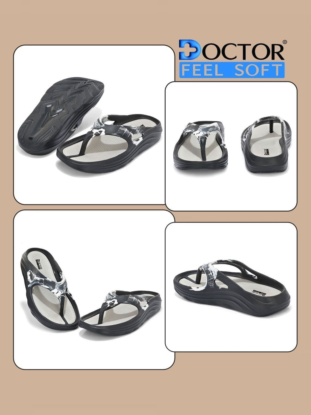 DOCTOR FEEL SOFT Men Printed Thong Flip-Flops thumbnail 4
