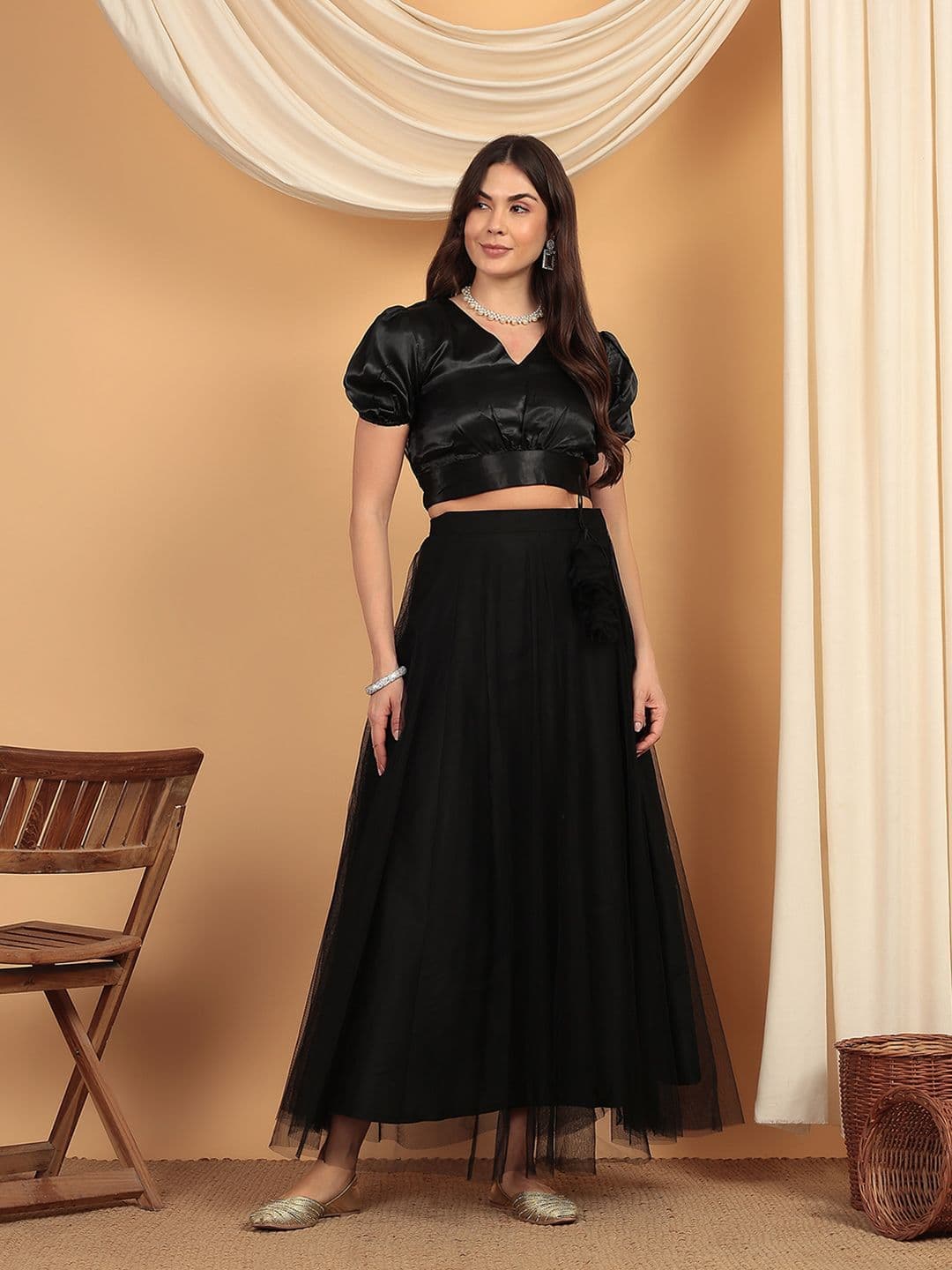 Frolic Rolic Solid Net Maxi Skirt thumbnail 4