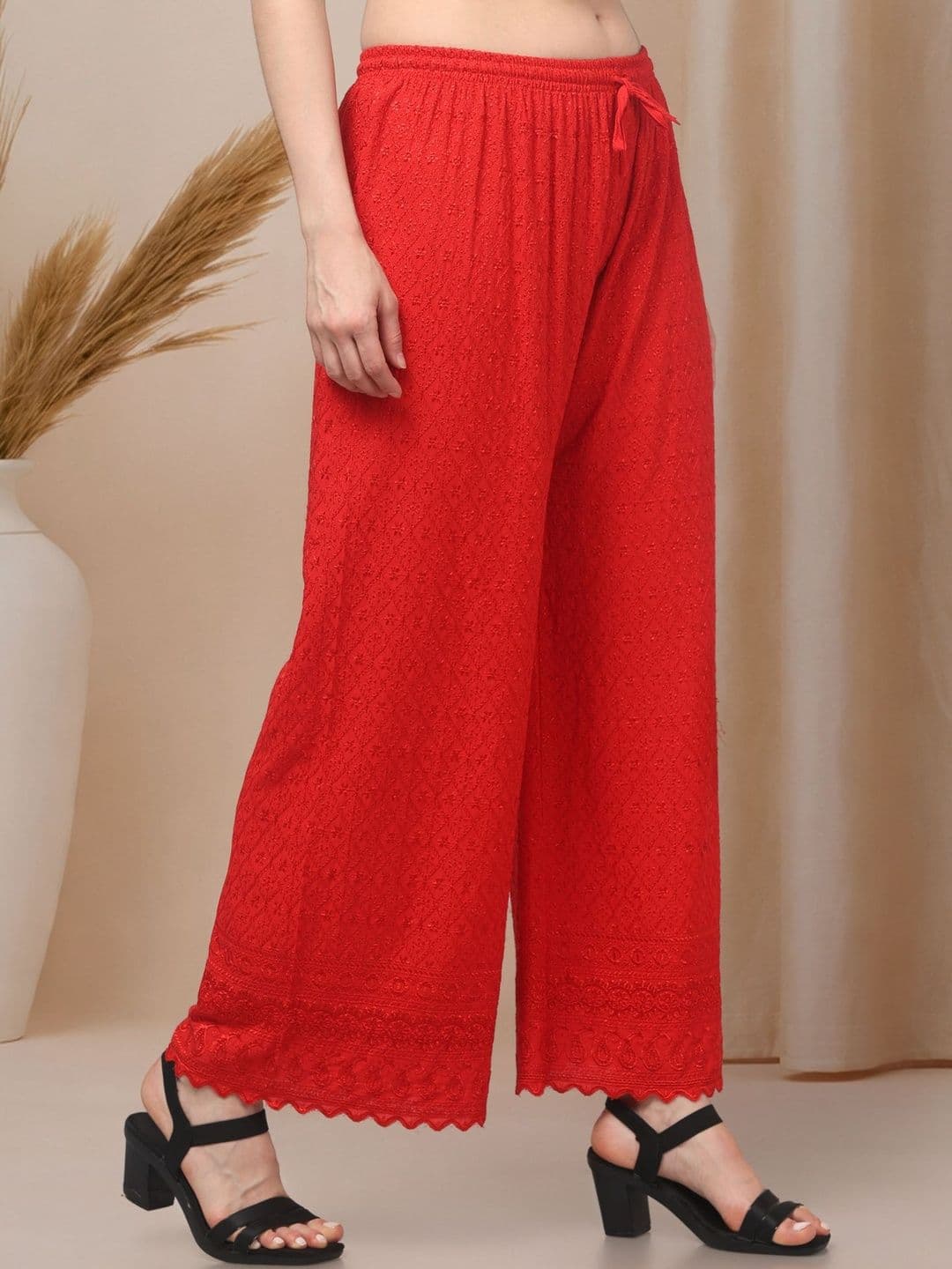 KGFONECLOTH Women Embroidered Knitted Ethnic Palazzos thumbnail 2