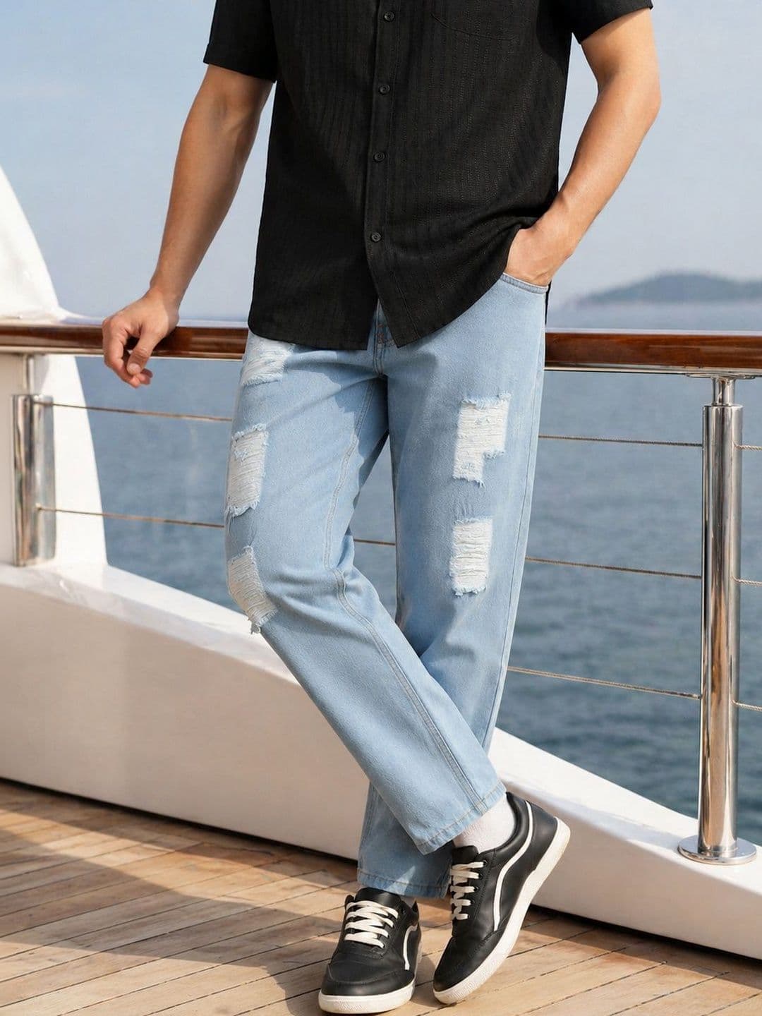 Thomas Scott Men Smart Slim Fit Mid-Rise Highly Distressed Cotton Jeans - view 1