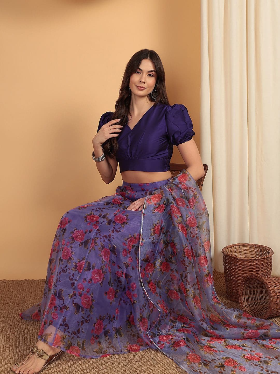 Frolic Rolic Floral Printed Lehenga & Silk Blouse Set with Dupatta thumbnail 3