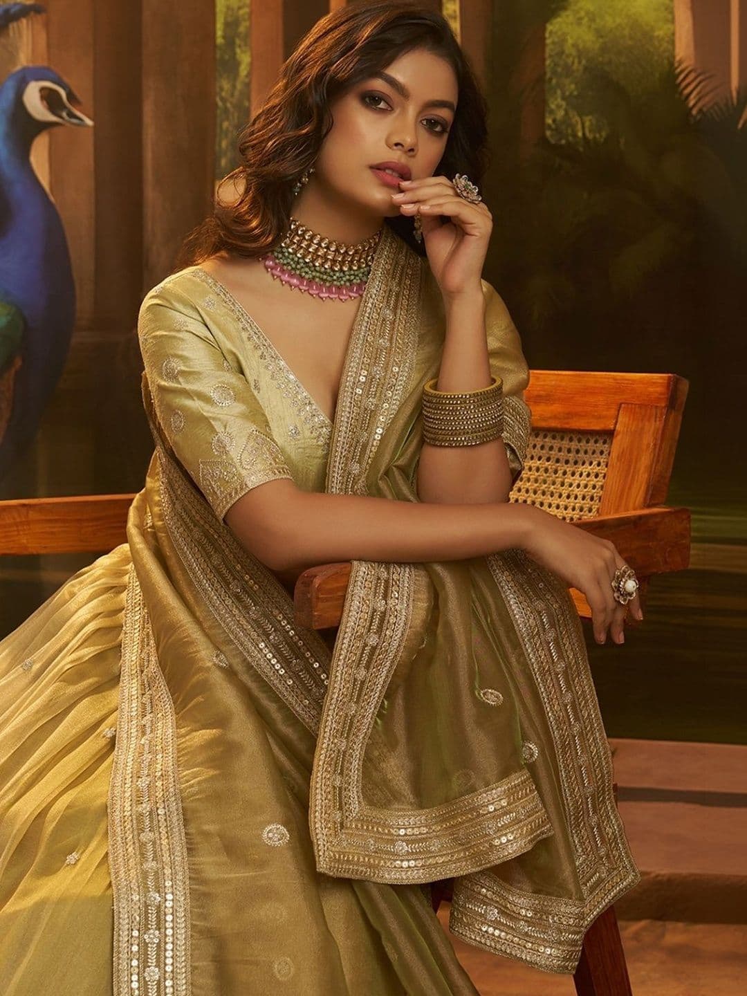 ODETTE Embroidered Semi-Stitched Lehenga & Blouse With Dupatta thumbnail 5