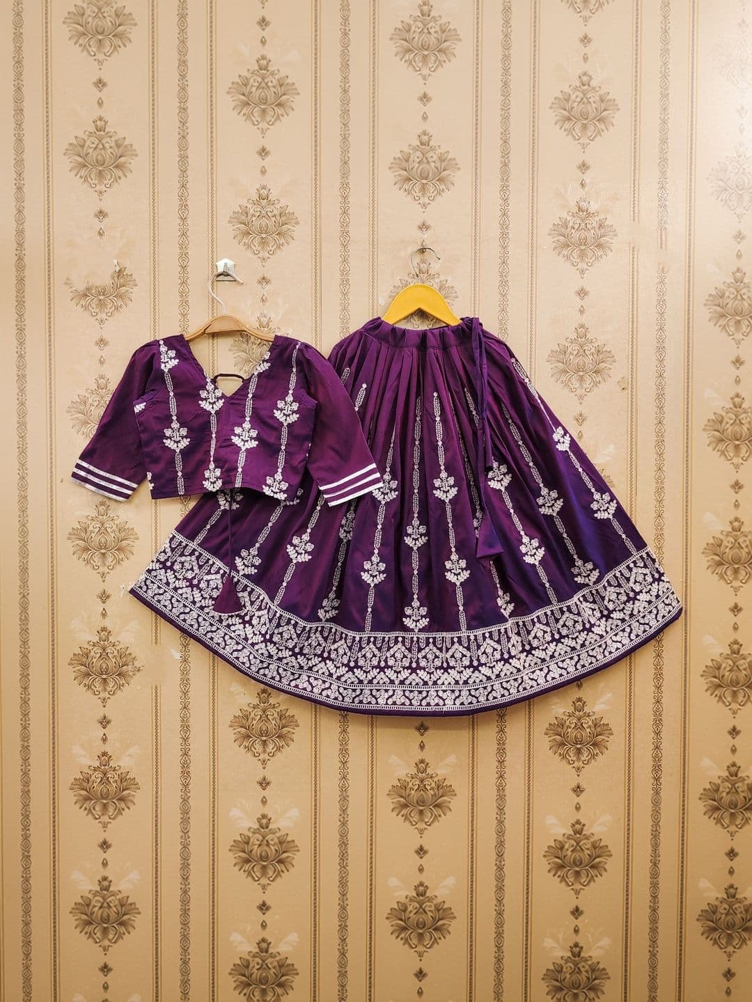 KALINI Girls Embroidered Thread Work Semi-Stitched Lehenga & thumbnail 7