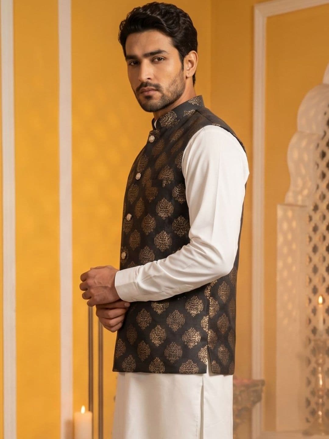 Jompers Printed Satin Nehru Jackets thumbnail 3
