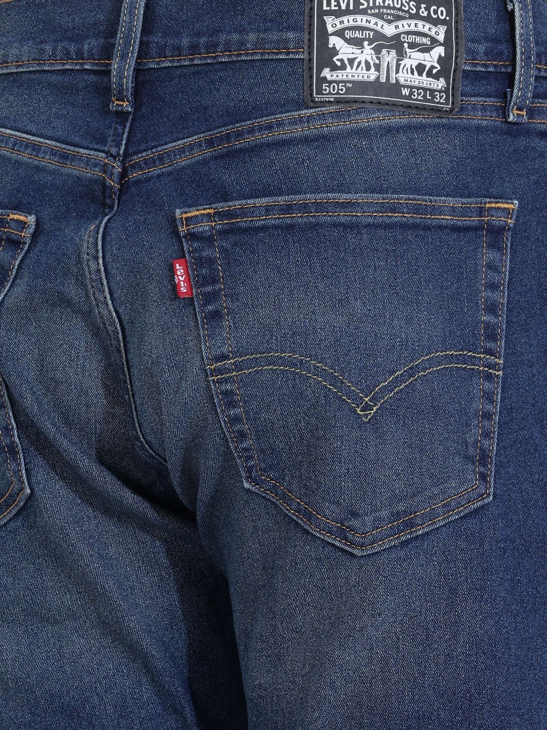 Levis Men 505 Straight Fit Stretchable Jeans thumbnail 4