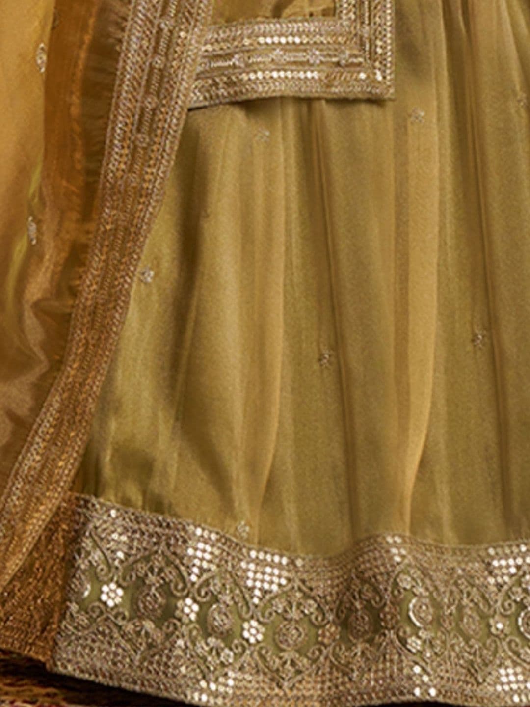 ODETTE Embroidered Semi-Stitched Lehenga & Blouse With Dupatta thumbnail 4