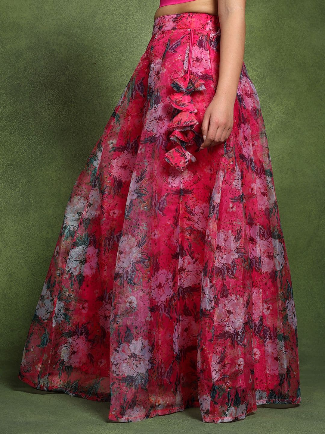 Frolic Rolic Floral Printed Organza Maxi Skirt thumbnail 7