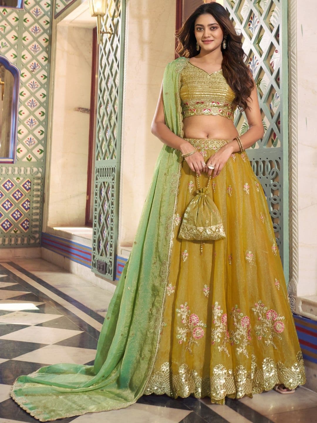 LOOKNBOOK ART Embellished Sequinned Ready to Wear Lehenga & Blouse With Dupatta thumbnail 2