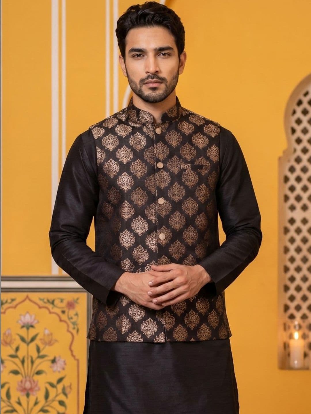 Jompers Printed Satin Nehru Jackets thumbnail 5