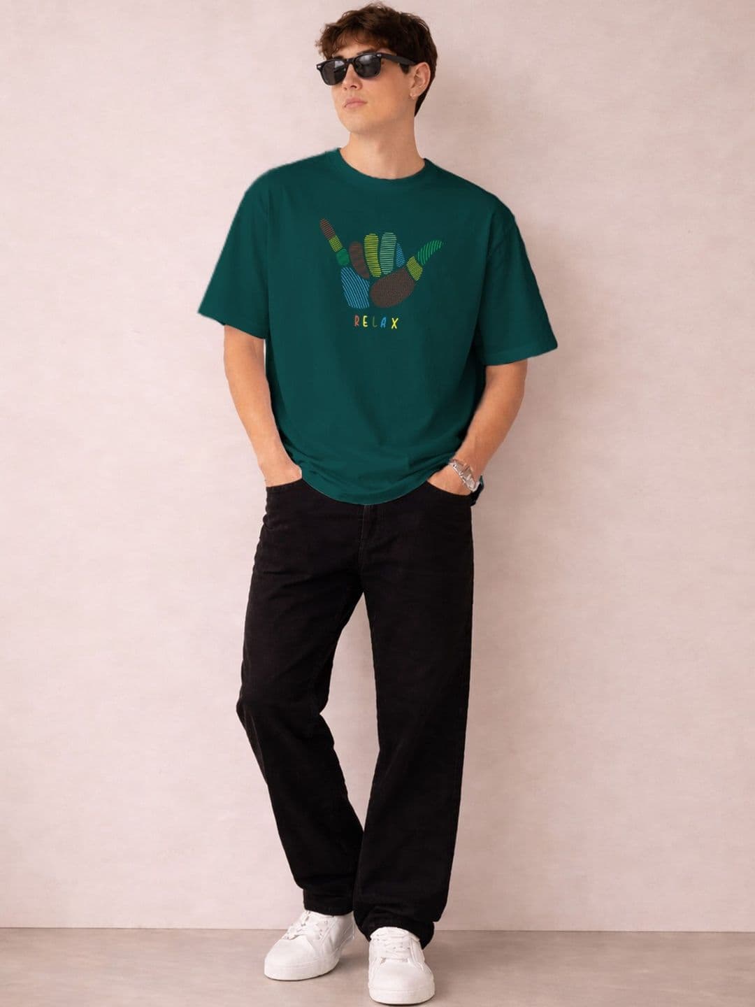 The Roadster Lifestyle Co Printed Organic Cotton Round Neck Oversized Tshirts thumbnail 2