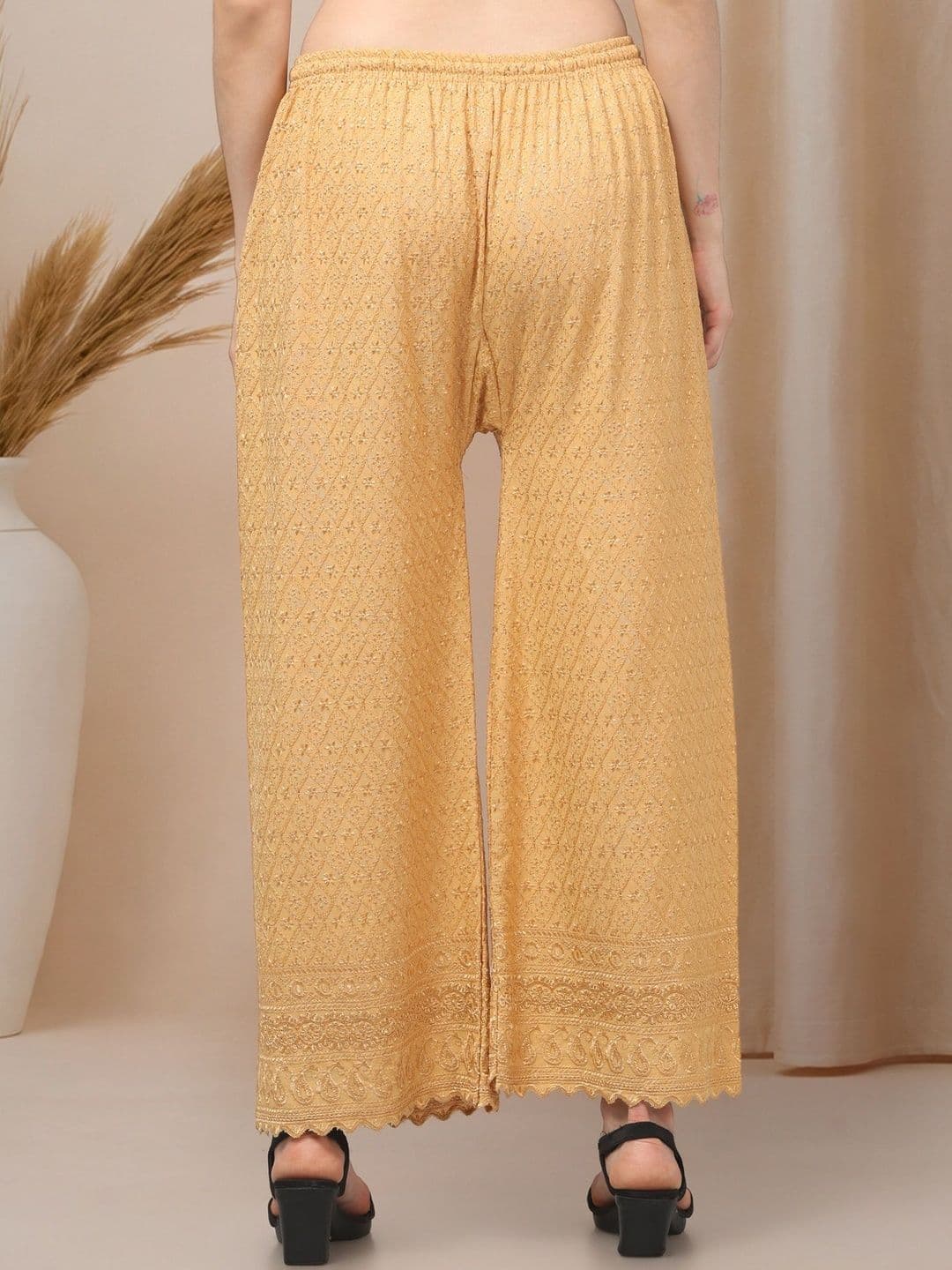 KGFONECLOTH Women Embroidered Knitted Ethnic Palazzos thumbnail 2