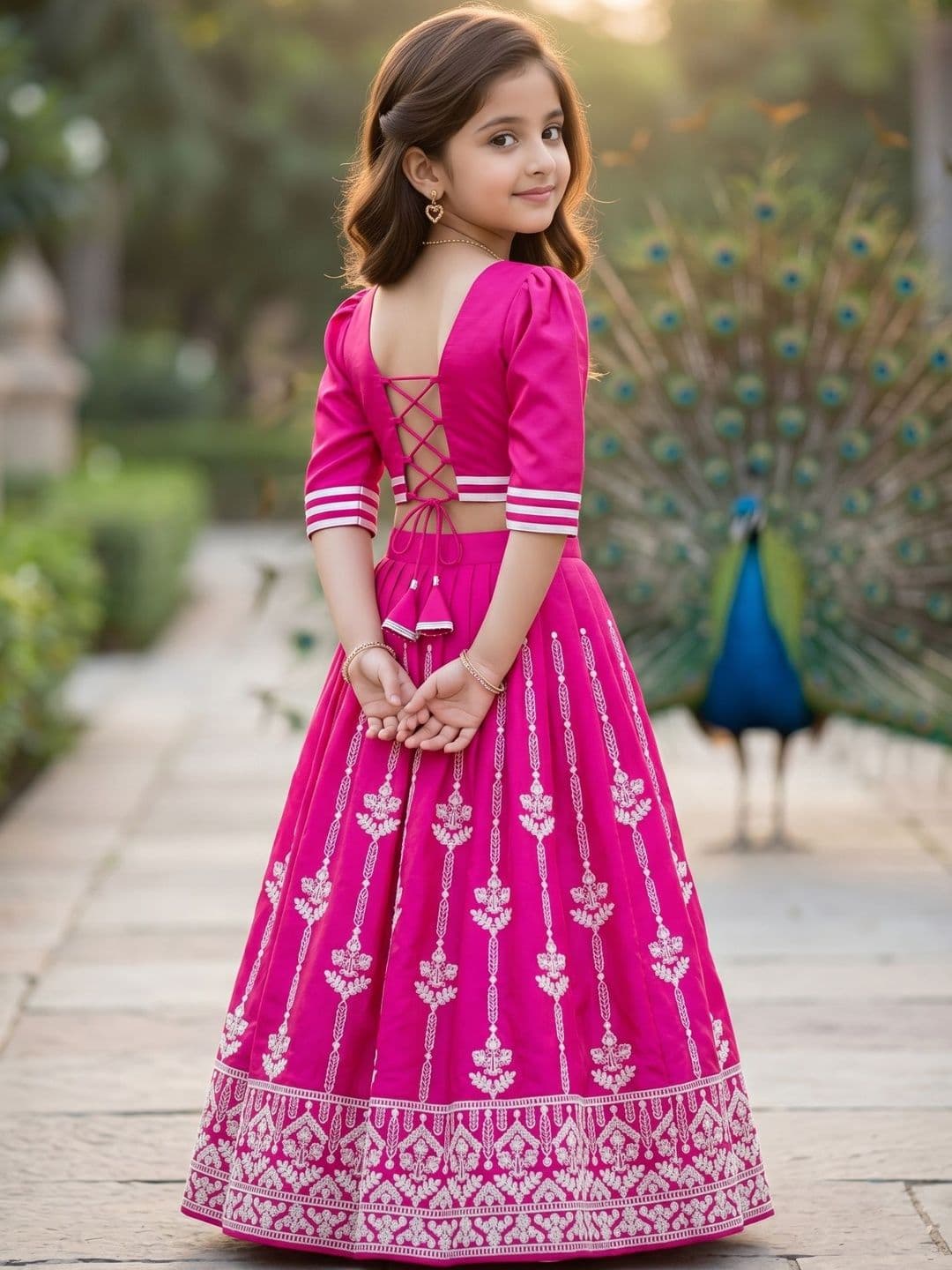KALINI Girls Embroidered Thread Work Ready to Wear Lehenga & thumbnail 5