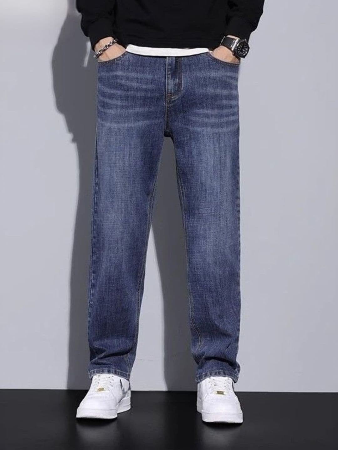 StyleCast Men Regular Fit Mid-Rise Low Distress Light Fade Jeans thumbnail 4