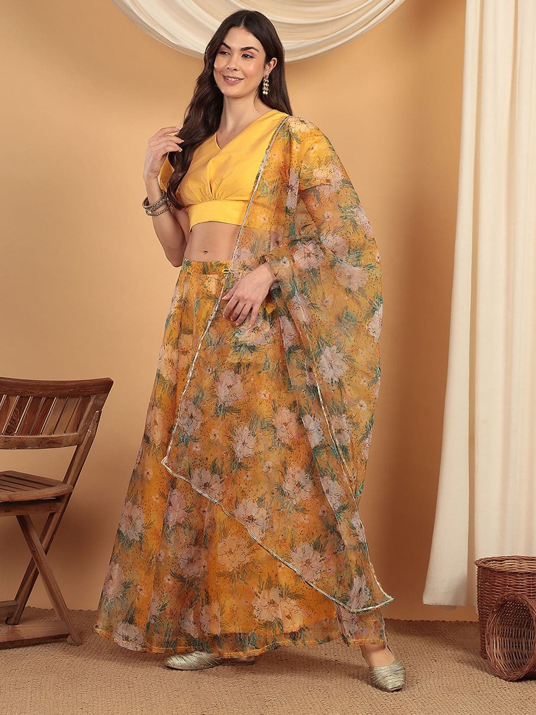 Frolic Rolic Floral Printed Lehenga & Silk Blouse Set with Dupatta thumbnail 6