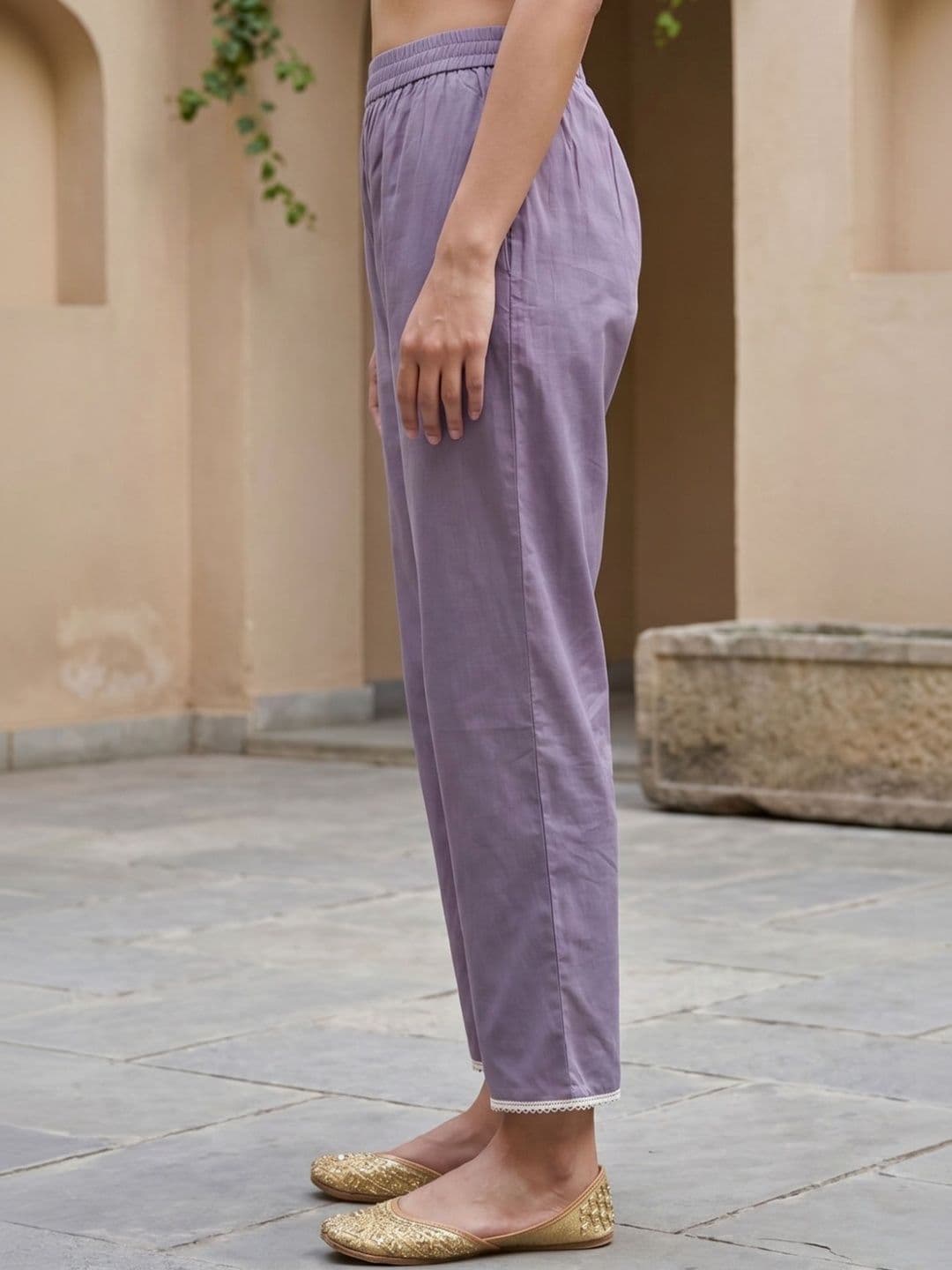 AURELIA Women Grey Yarn Dyed Solid Straight Fit Ankle Length Palazzo thumbnail 4