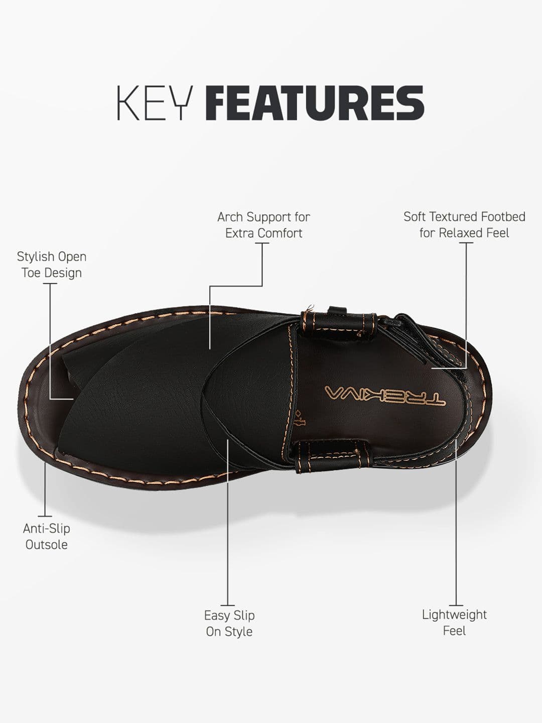 Trekiva Men Brown Slip-On Casual Sandals thumbnail 4