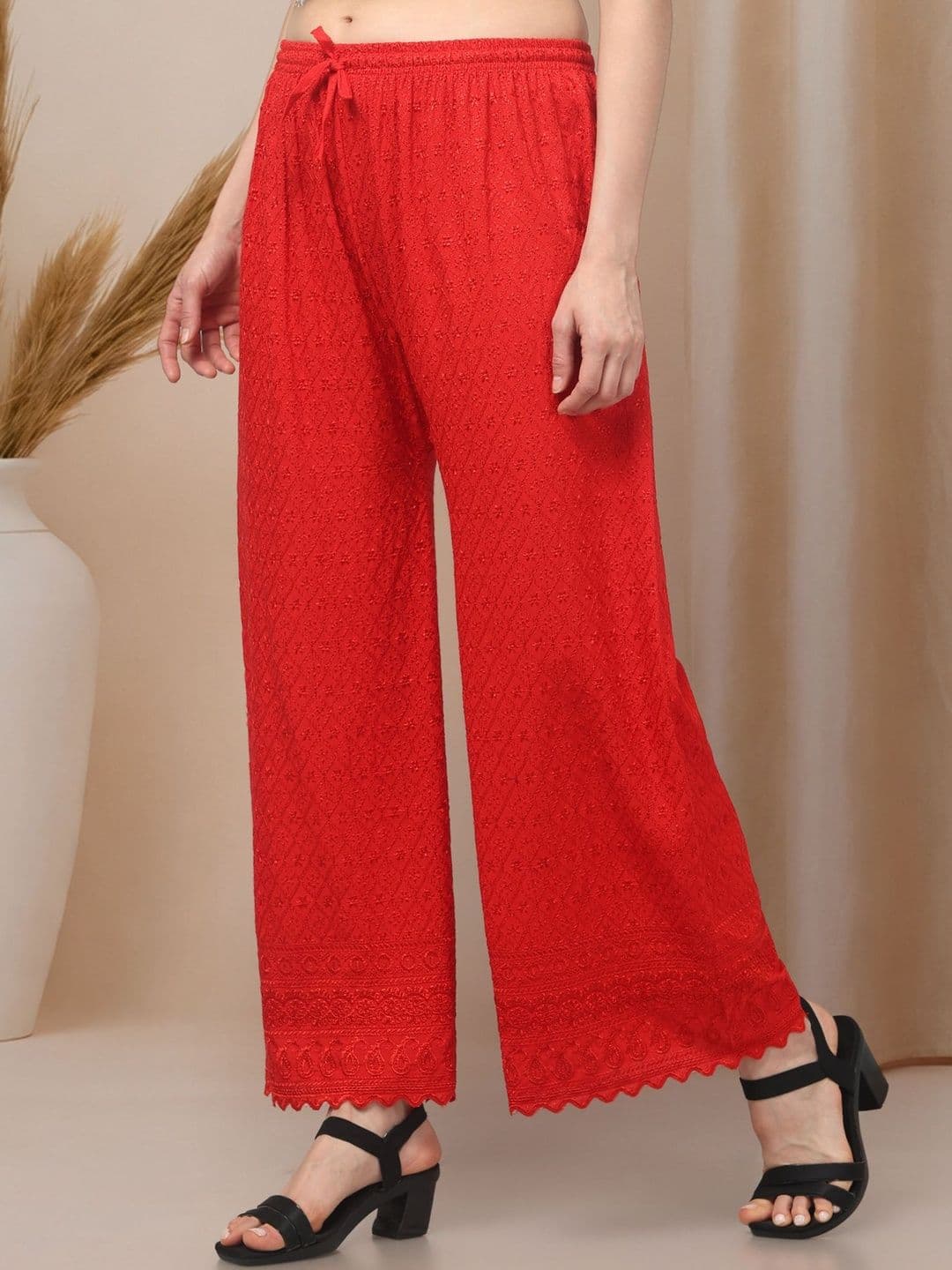 KGFONECLOTH Women Embroidered Knitted Ethnic Palazzos thumbnail 5