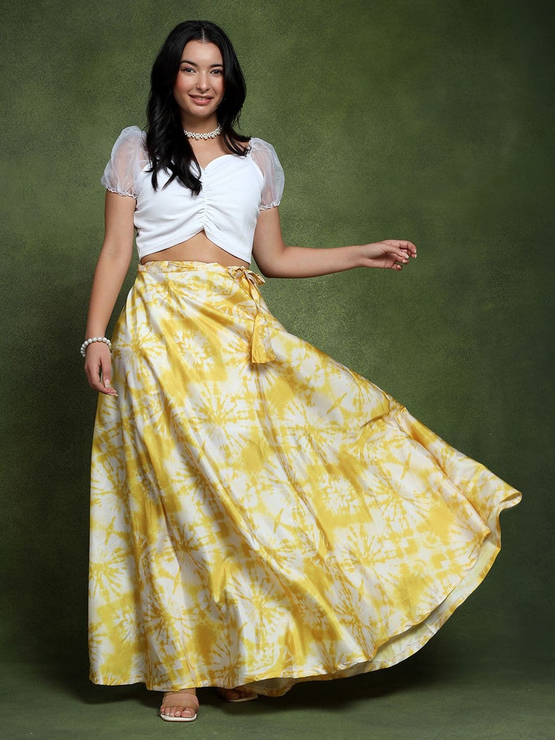 Frolic Rolic Knitted Blouse & Tie Dye Silk Skirt Set - view 1
