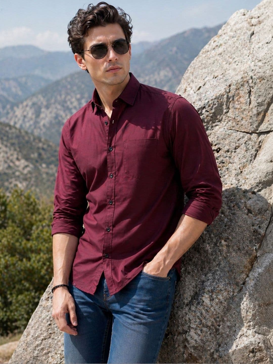 The Roadster Lifestyle Co Cotton Spread Collar Full Sleeves Shirt thumbnail 4