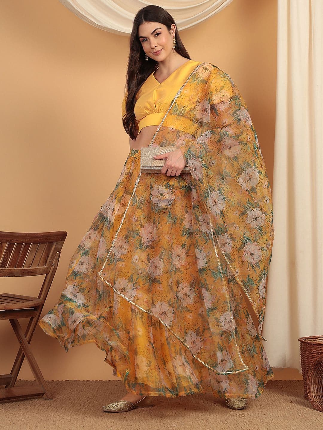 Frolic Rolic Floral Printed Lehenga & Silk Blouse Set with Dupatta thumbnail 5