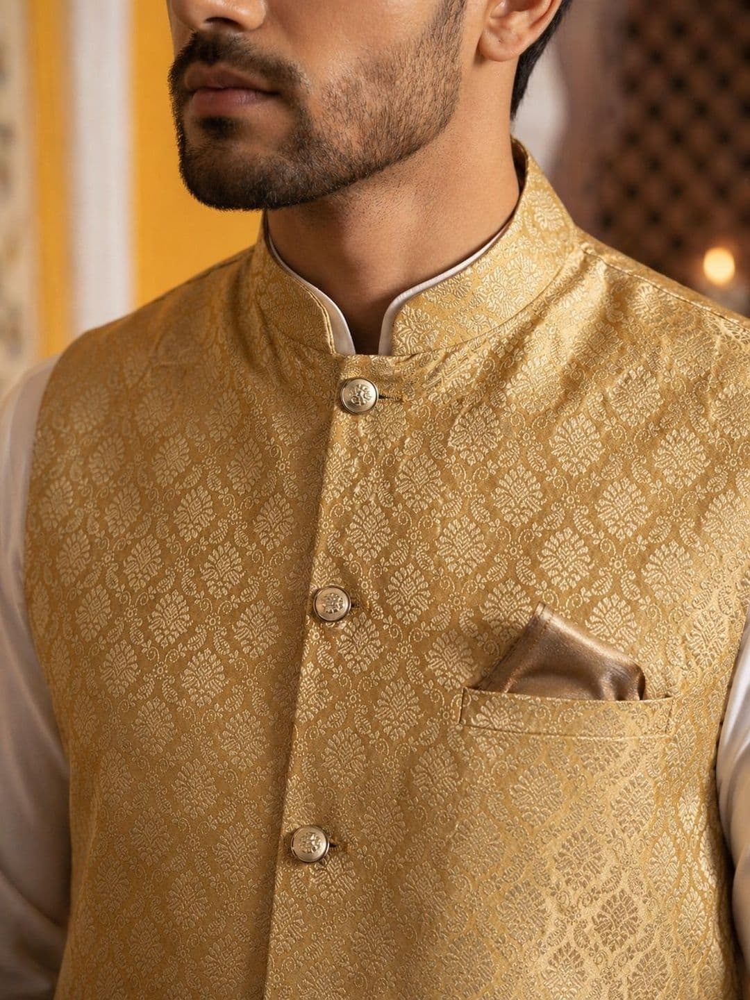 Jompers Woven Design Woven Nehru Jackets thumbnail 2